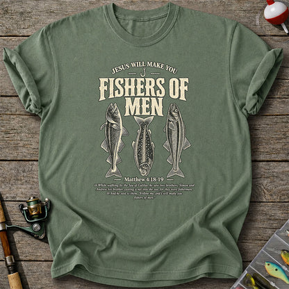 Jesus Will Make You Fishers of Men Matthew 4:18-19 Vintage Fish Graphic T-Shirt