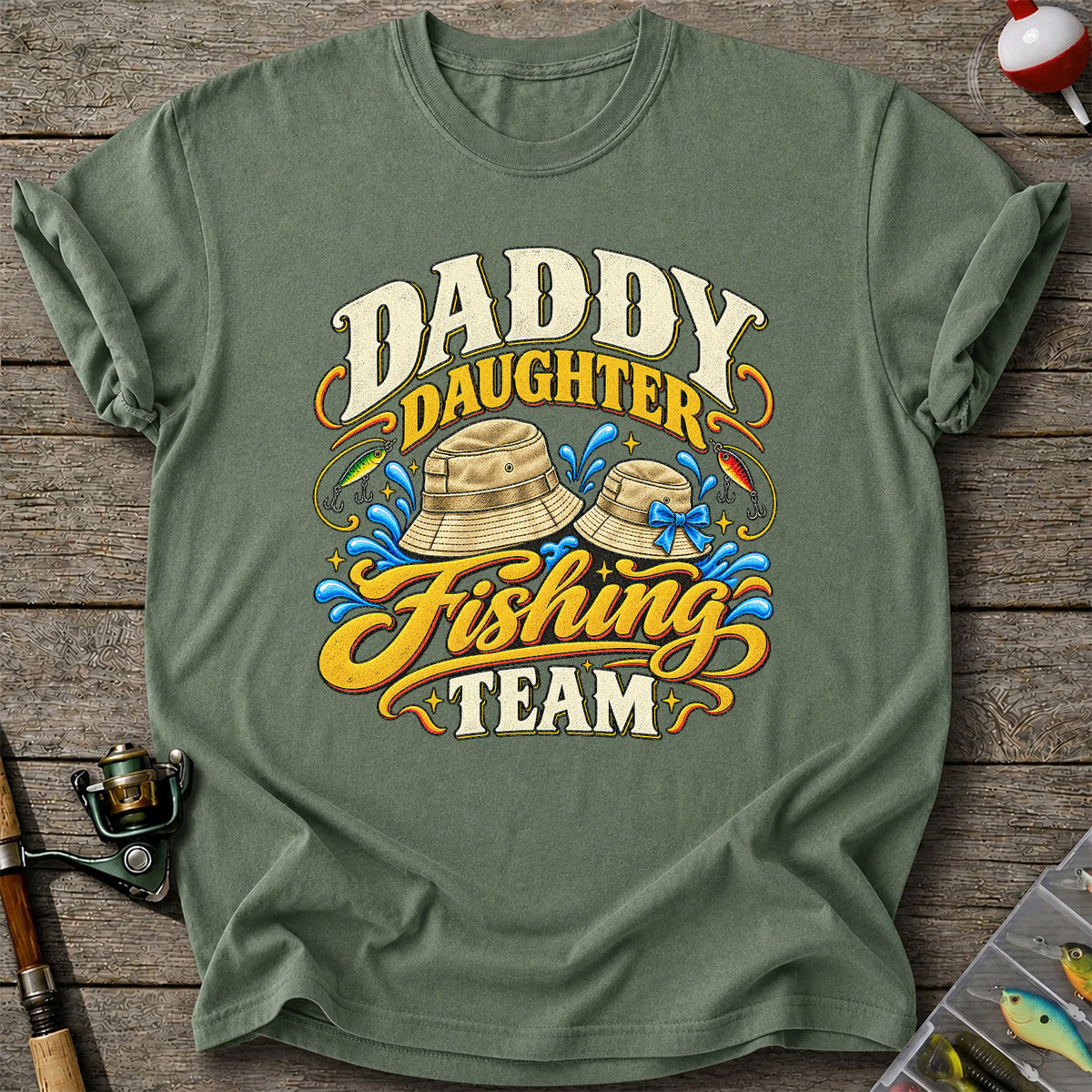 Dad Daughter Fishing Team Family Fishing Graphic T-Shirt