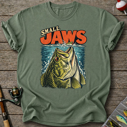 Small Jaws Bass Chasing a Fishing Lure Retro Graphic T-Shirt