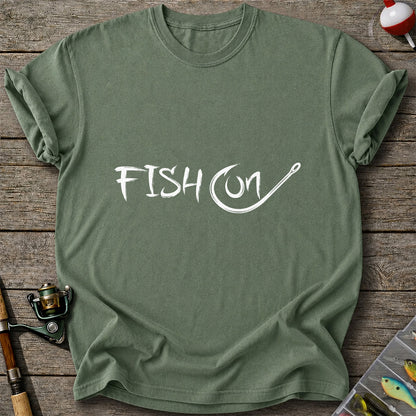 Fish On Fishing Hook Minimalist Graphic T-Shirt
