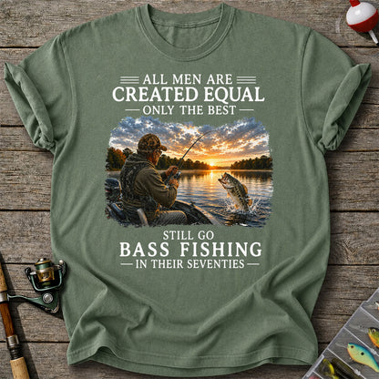 All Men Are Created Equal Funny 70th Birthday Bass Fishing Shirt for Men