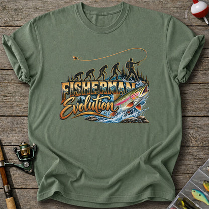 Fisherman Evolution Rainbow Trout Fly Fishing Graphic T-Shirt