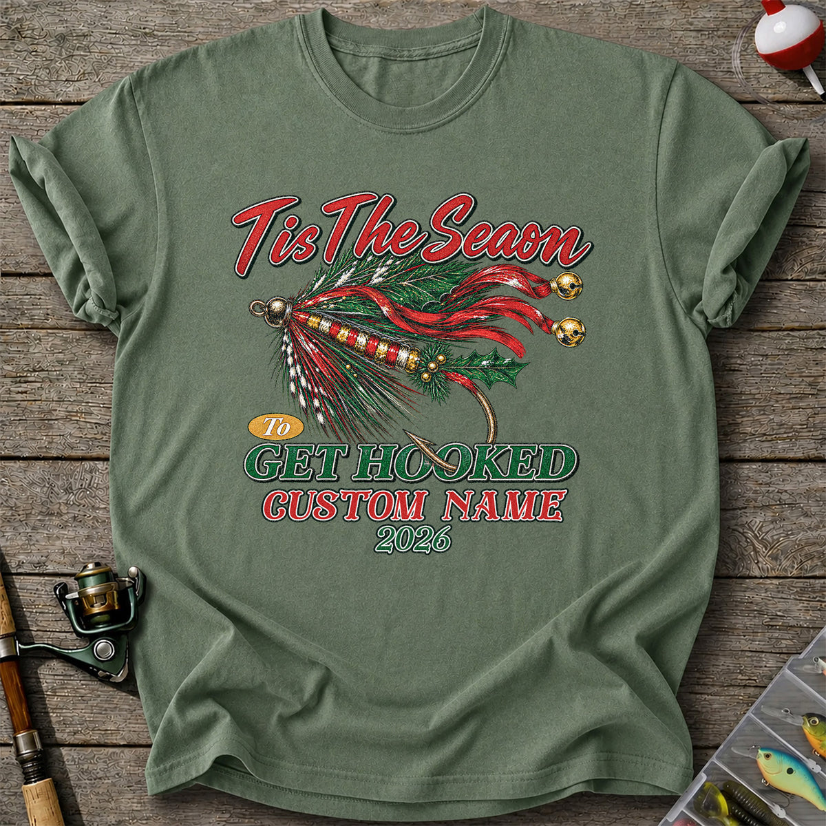 Personalized Christmas Fly Fishing Custom Name T-Shirt