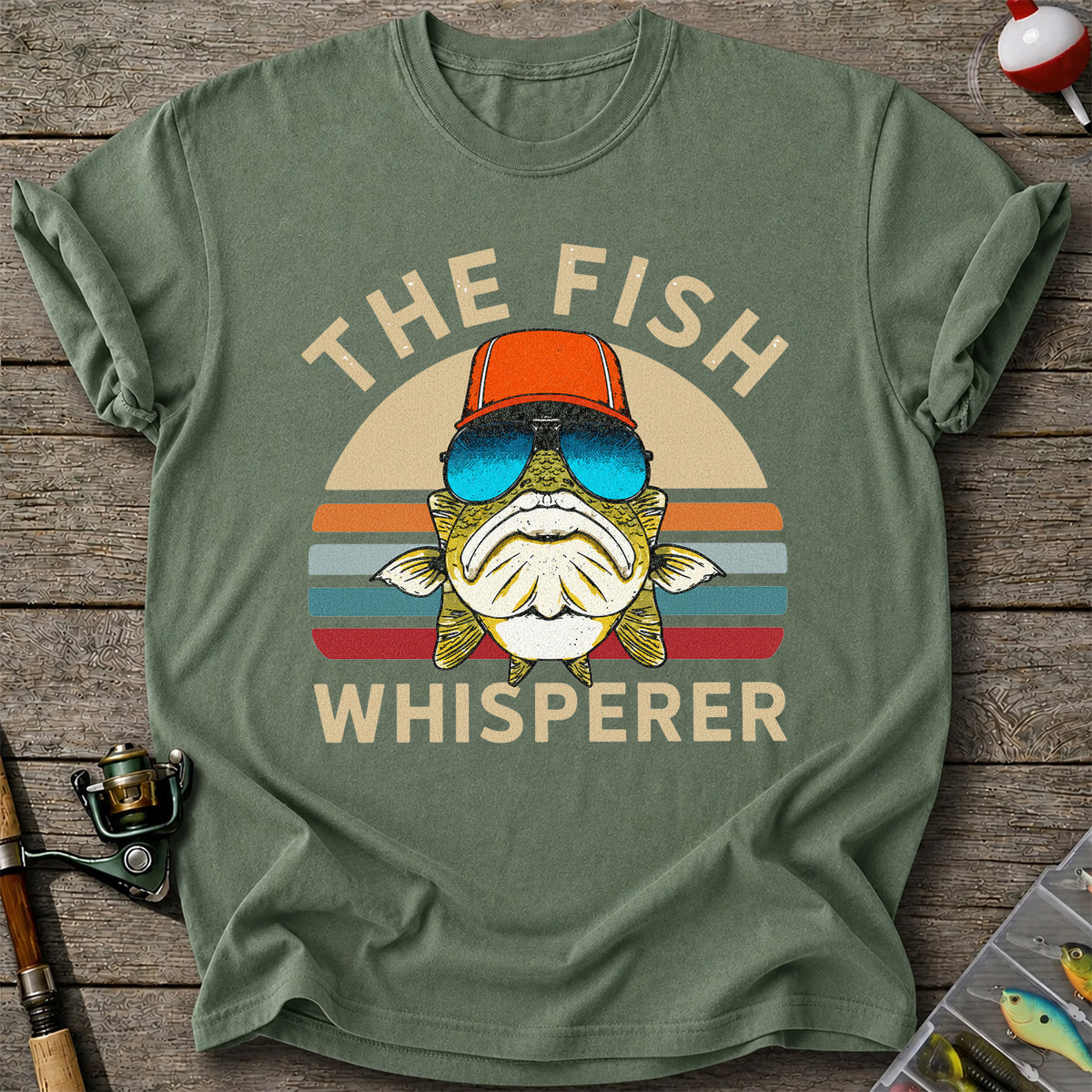 The Fish Whisperer Bass in Sunglasses Funny Fishing T-Shirt
