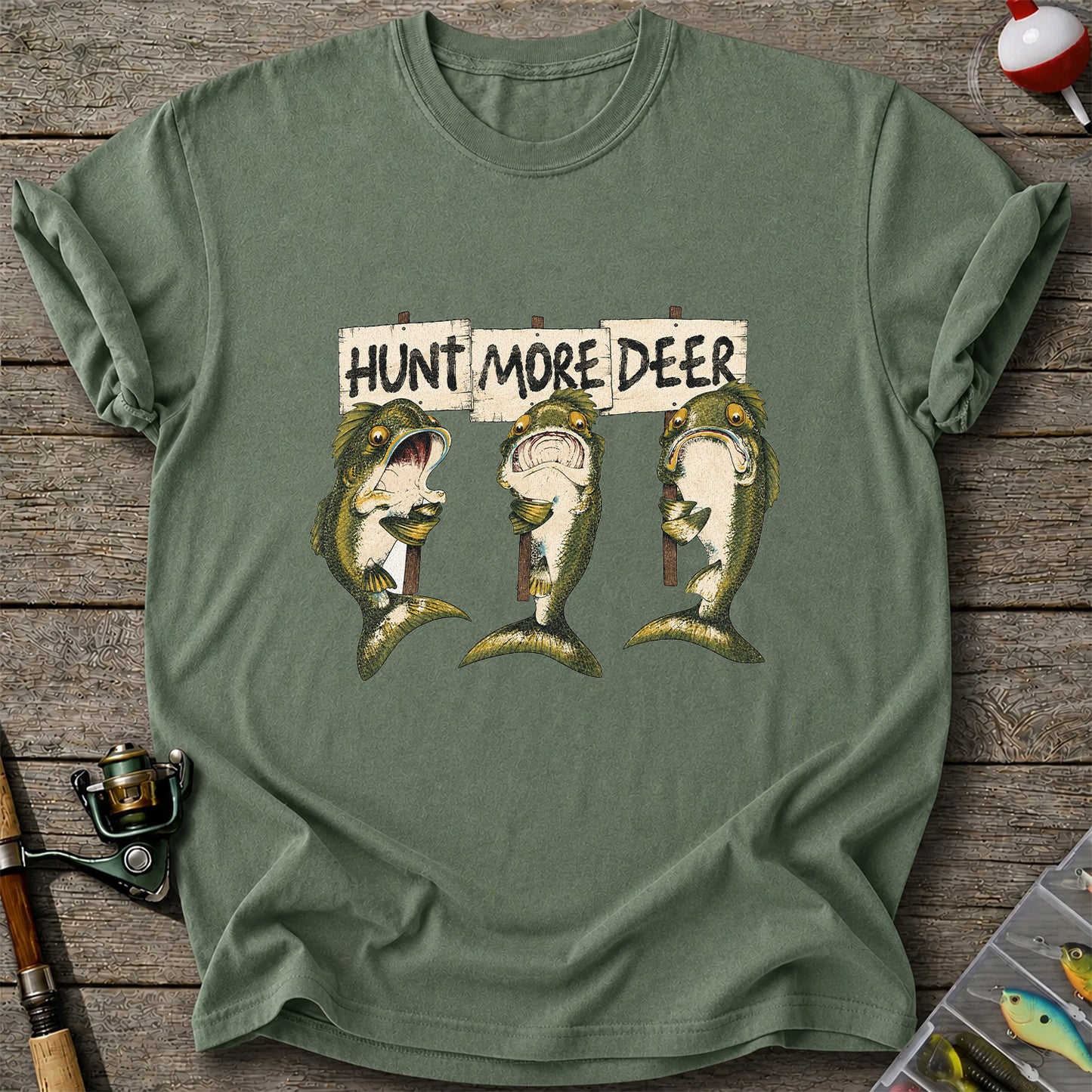 Hunt More Deer Funny Bass Fishing T Shirt