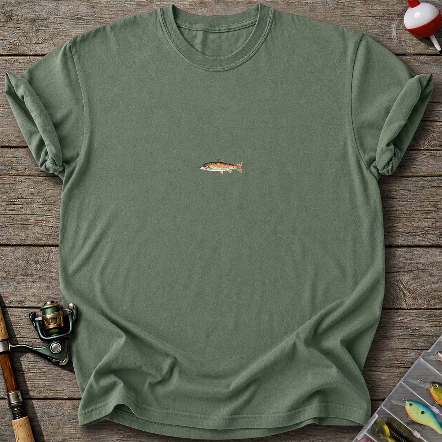 Tiny Rainbow Trout Minimalist Fishing Graphic T-Shirt