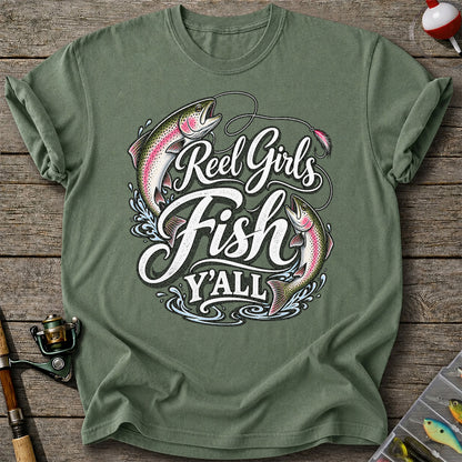 Reel Girls Fish Y'all Rainbow Trout Women's Fishing T-Shirt
