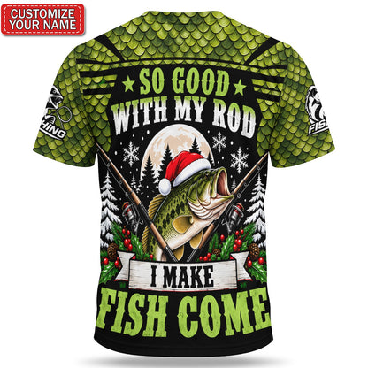 Personalized Merry Fishmas Largemouth Bass Fishing T-Shirt