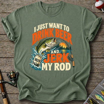 Drink Beer and Jerk My Rod Funny Bass Fishing T-Shirt