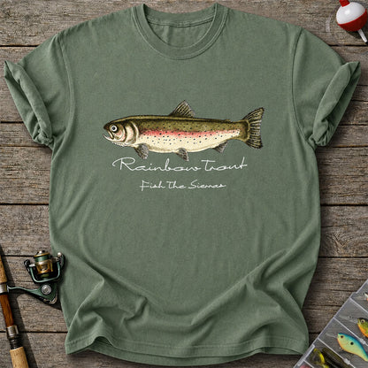 Rainbow Trout T-Shirt Fish The Sierras Fly Fishing Vintage Angler Tee