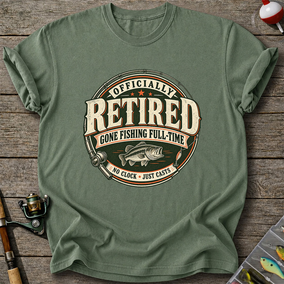 Officially Retired Gone Fishing Full-Time Bass Fishing T-Shirt
