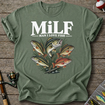 MiLF Man I Love Fish Five Bass Funny Fishing T-Shirt