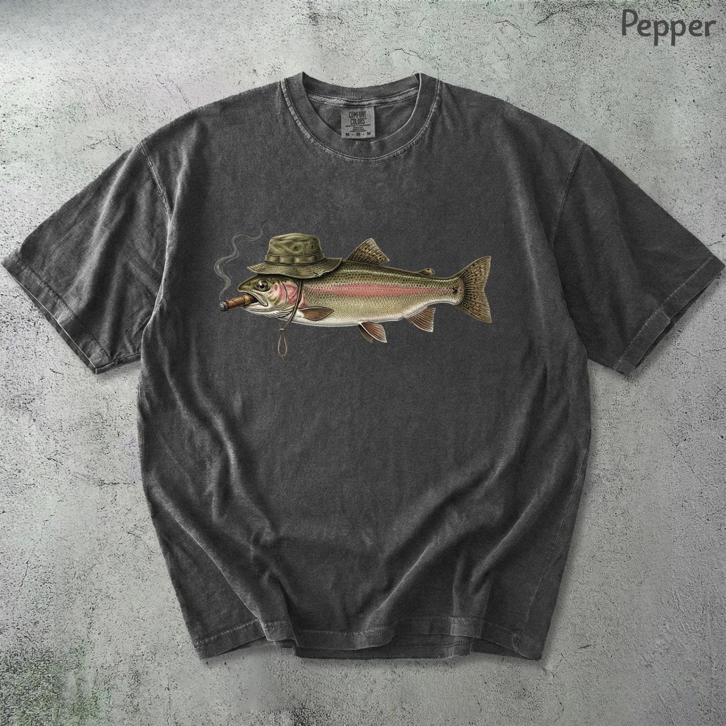 Vintage Smoking Hat Angler Fishing Shirt