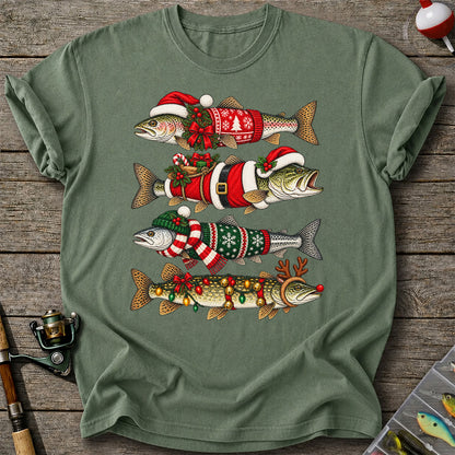 Christmas Fish Collection Festive Fishing Graphic T-Shirt