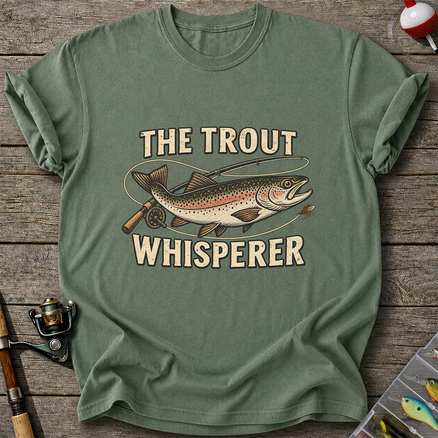The Trout Whisperer Vintage Fly Fishing Graphic T-Shirt