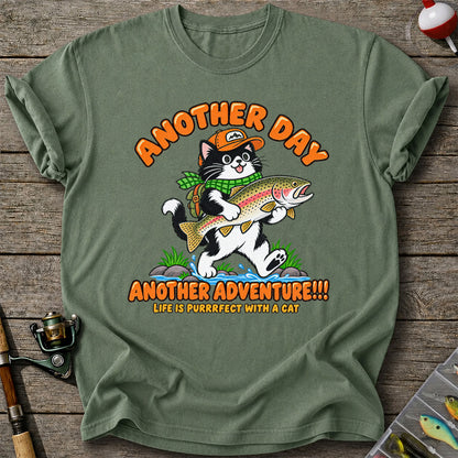 Another Day Another Adventure Cat and Trout Fishing Graphic T-Shirt