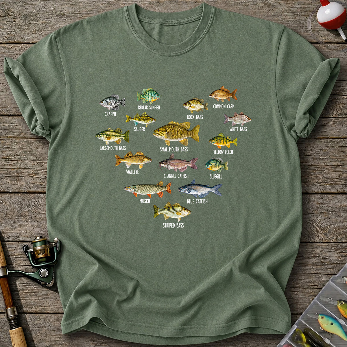 Freshwater Fish Species Chart Fishing Graphic T-Shirt