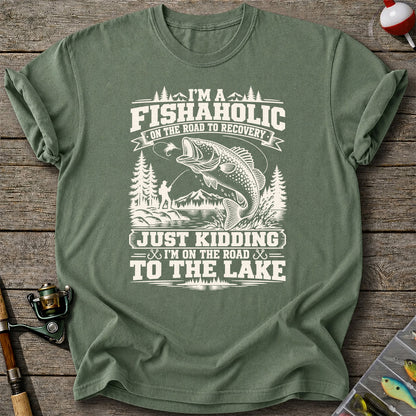 I'm a Fishaholic On the Road to Recovery Funny Trout Fishing T-Shirt