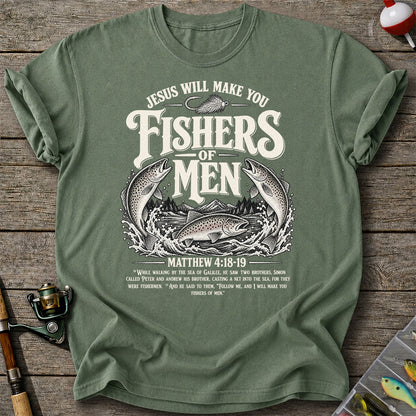 Jesus Will Make You Fishers of Men Matthew 4:18-19 Trout Fishing T-Shirt
