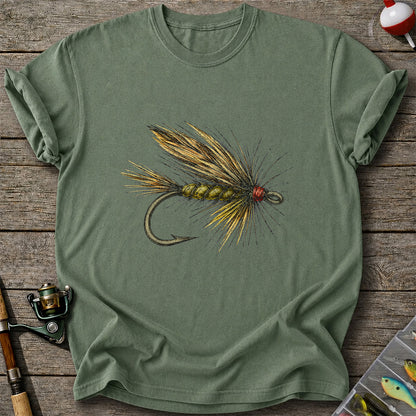 Vintage Fly Fishing Lure and Hook Graphic T-Shirt