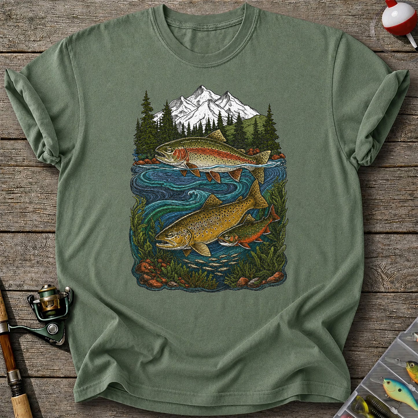 Trout Fishing T-Shirt  Mountain River Fishing Tee
