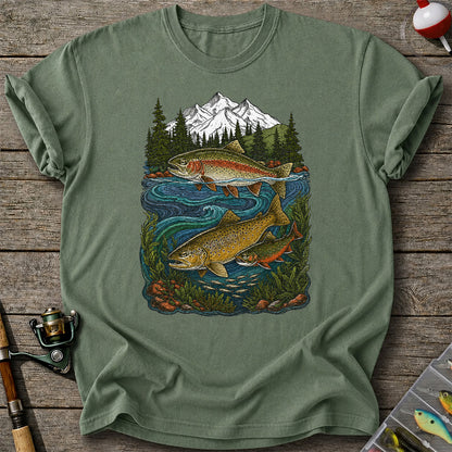 Trout Fishing T-Shirt  Mountain River Fishing Tee