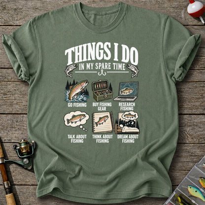 Things I Do in My Spare Time Funny Fishing Graphic T-Shirt