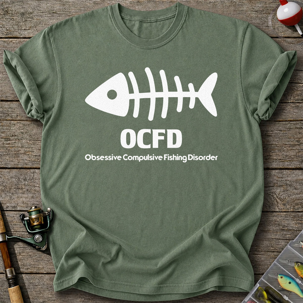 Funny Fish Skeleton Fishing Graphic T-Shirt