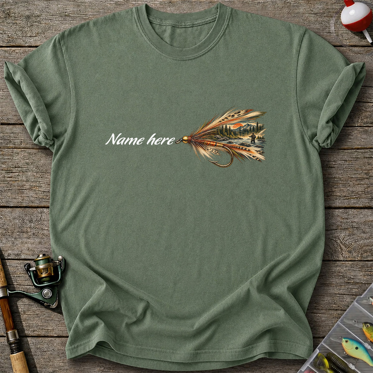 Personalized Fly Fishing Lure Name Graphic T-Shirt
