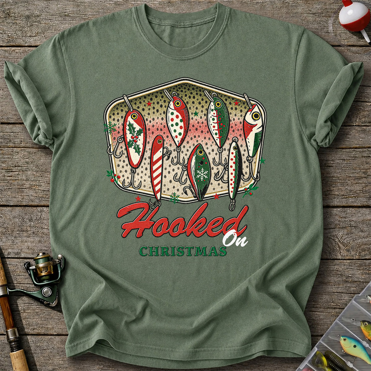 Christmas Fishing Lures Graphic T-Shirt