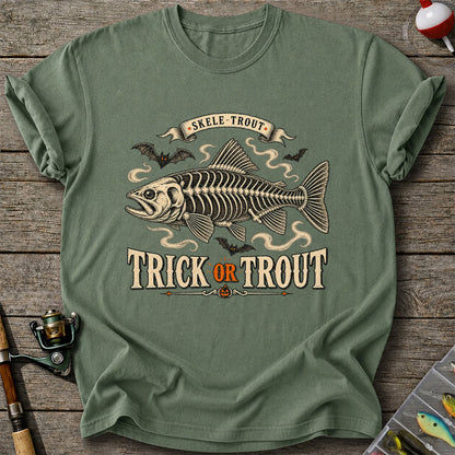 Skele-Trout Trick or Trout Halloween Fishing T-Shirt