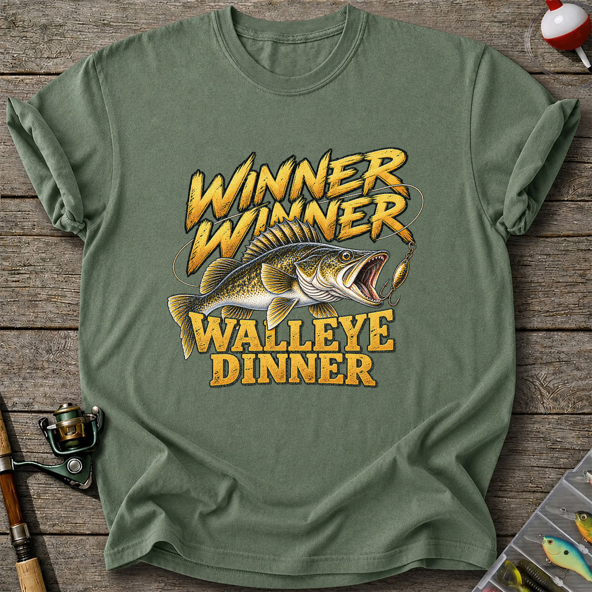 Winner Winner Walleye Dinner Funny Fishing Graphic T-Shirt