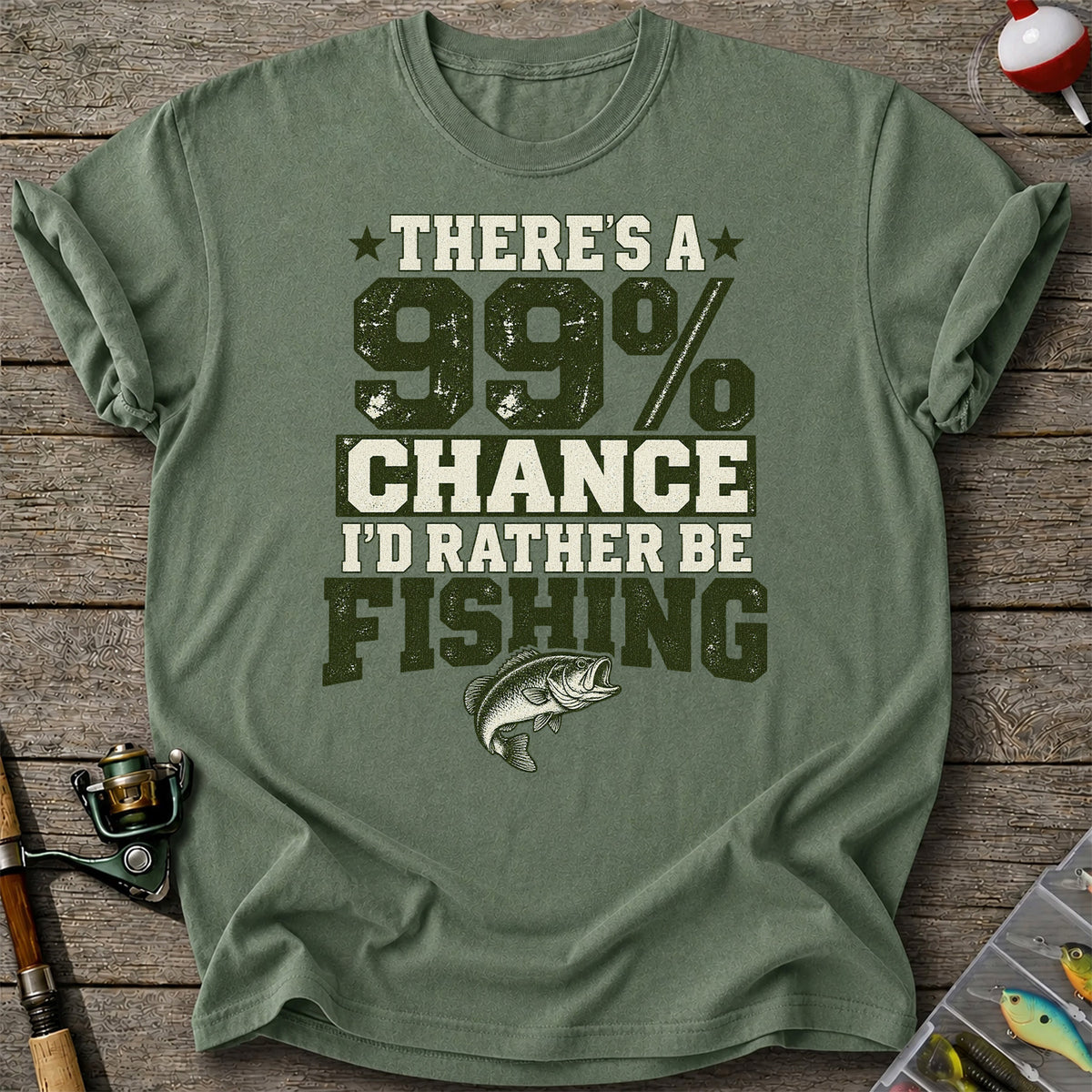 Ninety Nine Percent Fishing Graphic T-Shirt