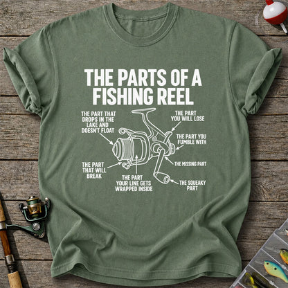 Fishing Reel Parts Diagram Humor Graphic T-Shirt