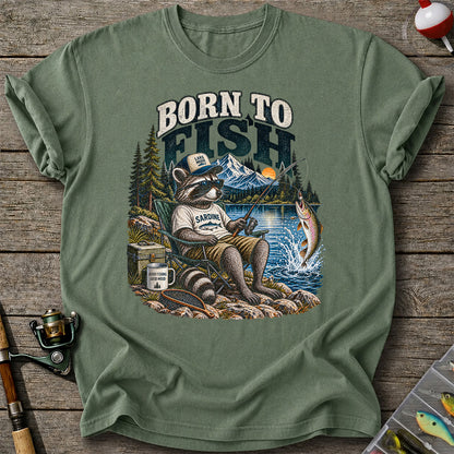 Born to Fish Raccoon in Sunglasses Lake Fishing T-Shirt