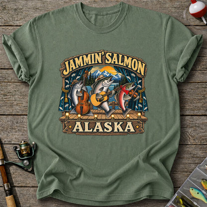 Jammin' Salmon Alaska Fish Band Graphic T-Shirt