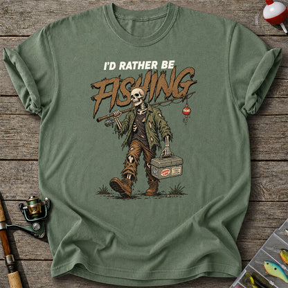 I'd Rather Be Fishing Skeleton Angler Graphic T-Shirt