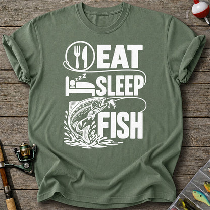 Eat Sleep Fish Trout Fly Fishing Graphic T-Shirt