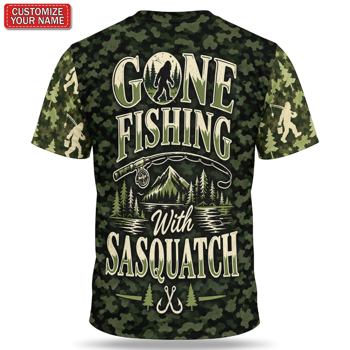 Personalized Bear Fishing Graphic T-Shirt, Believe Design