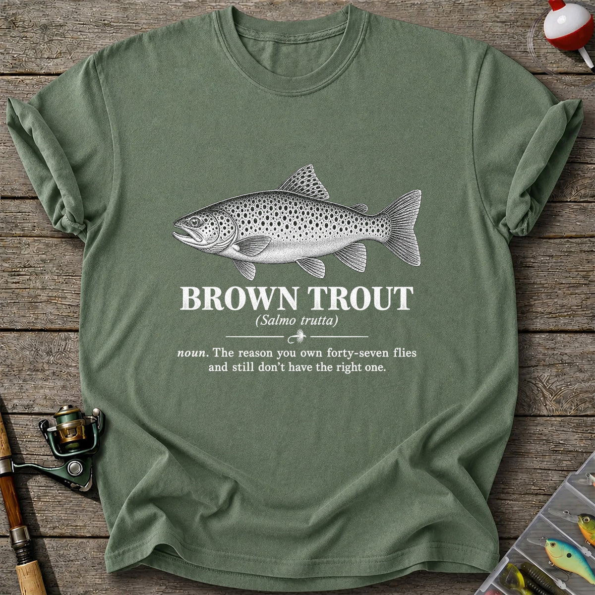 Brown Trout Forty-Seven Flies Funny Fly Fishing Graphic T-Shirt