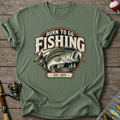 Born to Go Fishing Est. 1975 Vintage Bass Graphic T-Shirt