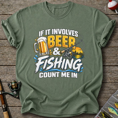 Beer and Fishing Funny Angler Graphic T-Shirt