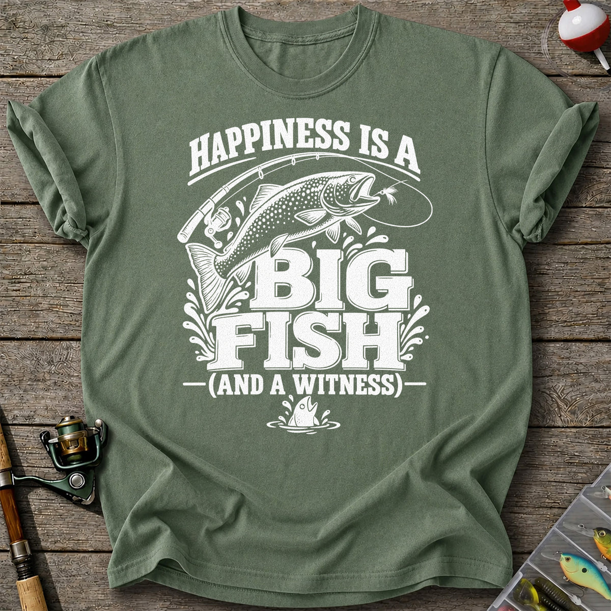 Happiness Is a Big Fish (And a Witness) Funny Trout Fishing T-Shirt