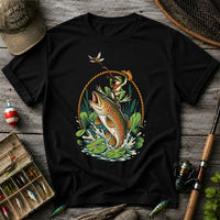 Frog Riding a Rainbow Trout Fishing Graphic T-Shirt