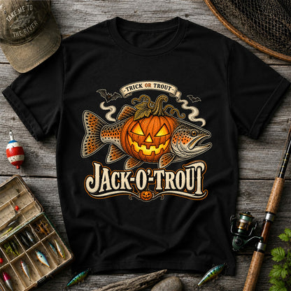 Jack-O'-Trout Trick or Trout Halloween Fishing T-Shirt