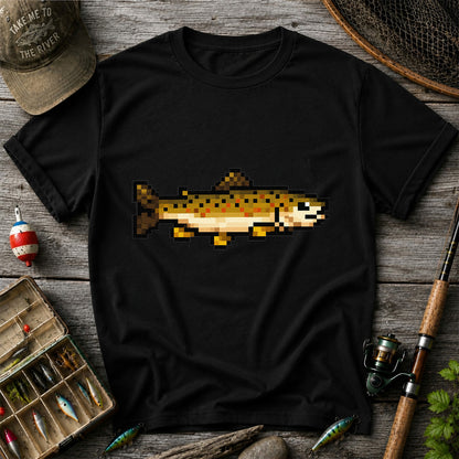 Pixel Art Trout Fishing T-Shirt Retro Fishing Tee
