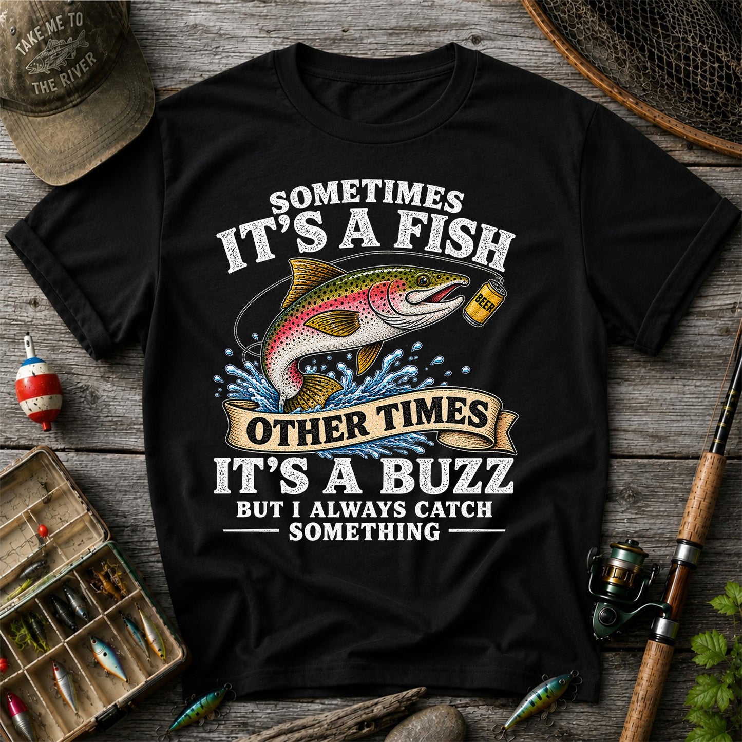 Sometimes It's a Fish Other Times It's a Buzz Rainbow Trout T-Shirt
