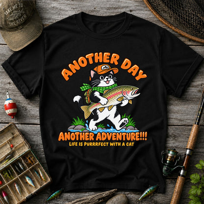 Another Day Another Adventure Cat and Trout Fishing Graphic T-Shirt