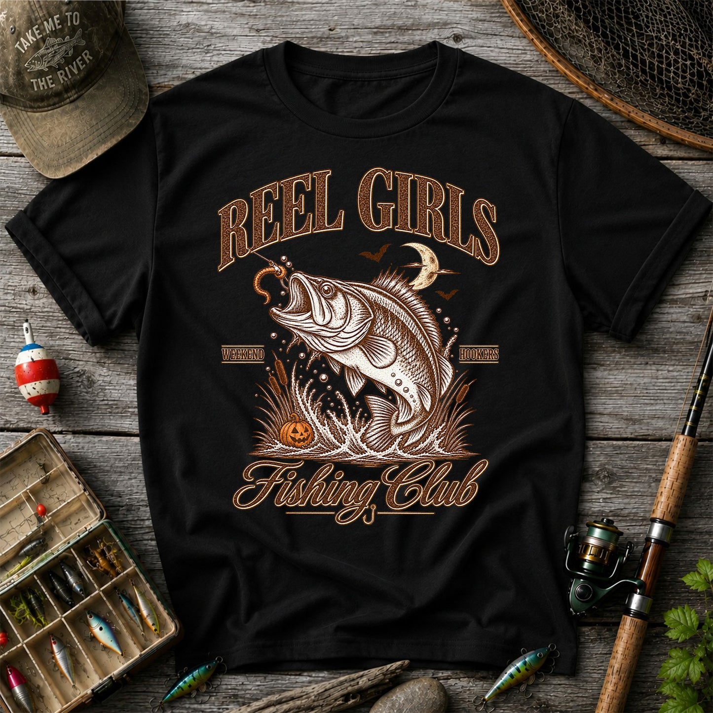 Reel Girls Weekend Hookers Halloween Bass Fishing T-Shirt