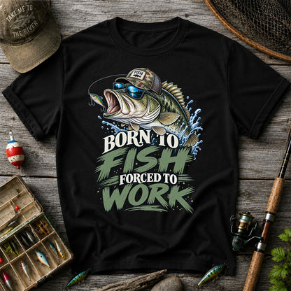 Born to Fish Forced to Work Bass Graphic T-Shirt